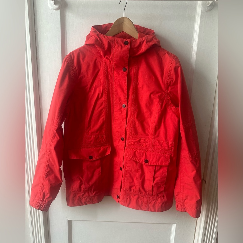 Bright Red North Face raincoat Large